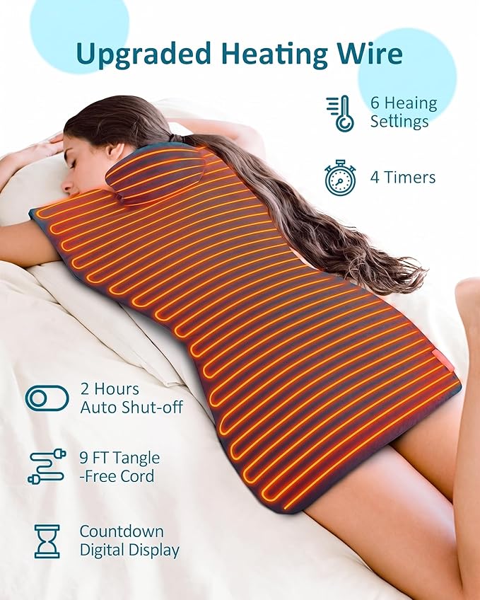 Mothers Day Gifts, Heating Pad for Neck Shoulders Back, Extra Large Heat Pad for Full Body Relax, Electric Heated Wrap for Seniors, Anniversary & Birthday Gifts for Women Mom Grandma Her Wife