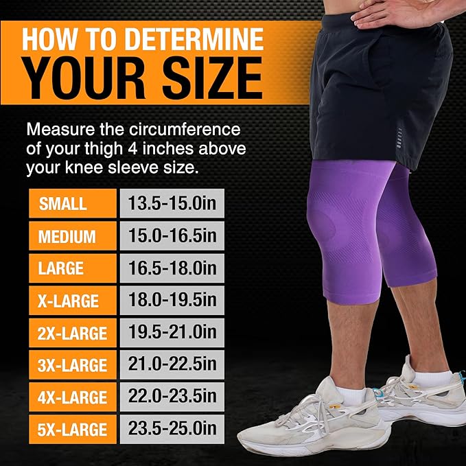 Doc Miller Knee Compression Sleeve Brace for Men & Women (Pair) Best Support for Workout Running ACL Arthritis Pain Relief