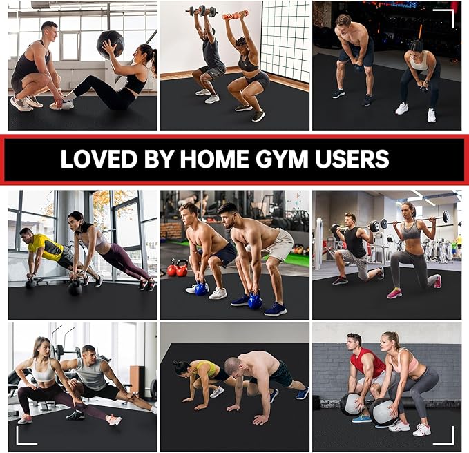GymCope Large Exercise Mat for Home Workout,12‘x6’/10'x6'/9'x6'/8'x6'/7'x5'/6'x4' (7mm) Extra Thick Workout Mat, High-Density Gym Mat for Cardio, Jump Rope, MMA, Weights (Shoe-Friendly)