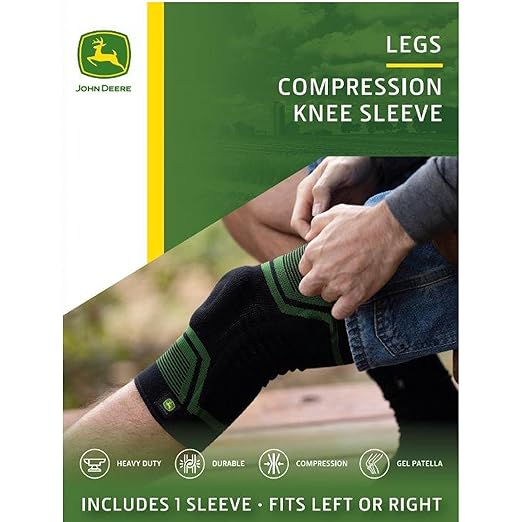 John Deere Knee Sleeve by Copper Compression – Patella Ring Stabilizer for Arthritis, Meniscus Tears, Tendonitis, Ligament Injuries – Seamless Heavy-Duty Brace for Joint Relief – S/M