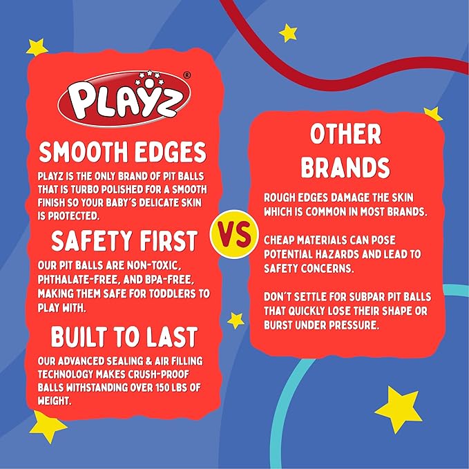 Playz Soft Plastic Mini Ball Pit Balls 200 Count - w/ 8 Vibrant Colors - Crush Proof, No Sharp Edges, Non Toxic, Phthalate & BPA Free for Baby Toddler Ball Pit, Play Tents & Tunnels Indoor & Outdoor