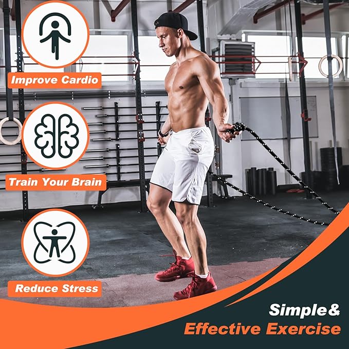 Lewtemi 2 Pcs Flow Rope for Fitness Double Woven Workout Rope Adjustable Length Flow Jump for Working out Men Women Training Exercise Gym Indoor Outdoor Beginner, 9 ft