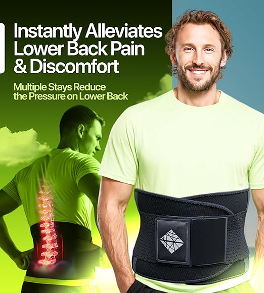 Back Brace for Lower Back Pain Relief – Adjustable Lumbar Support Belt for Women & Men, Lower Back Support for Herniated Disc, Sciatica & Heavy Lifting, Workout Back Support Brace, Size M