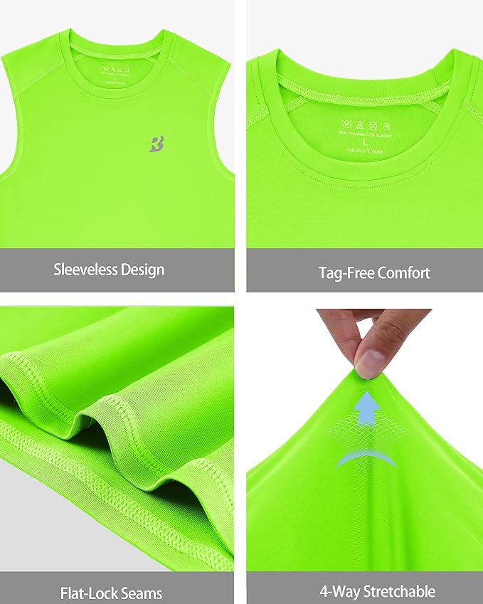 Roadbox Boys Youth Sleeveless Compression Shirt, Quick Dry Kids Football Undershirt, Athletic Soft Tank Tops Sport Basketball