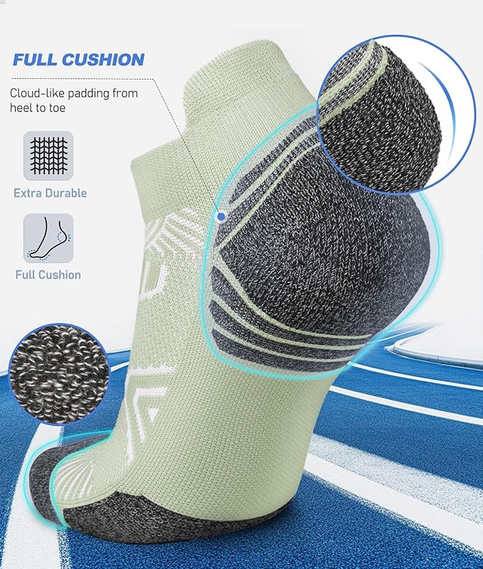 Cushioned Cotton Ankle Compression Socks for Men Women 6 Pairs Wicking Low Cut Arch Support Plantar Fasciitis Socks