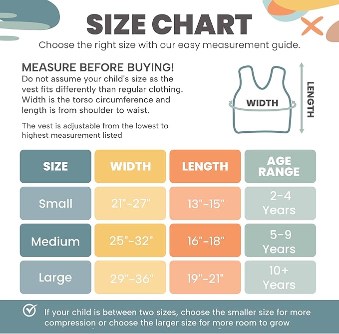 Kids Weighted Vest – 3 lbs Adjustable Compression Vest for Kids with Sensory Issues – Washable, Breathable Sensory Calming Vest for Kids