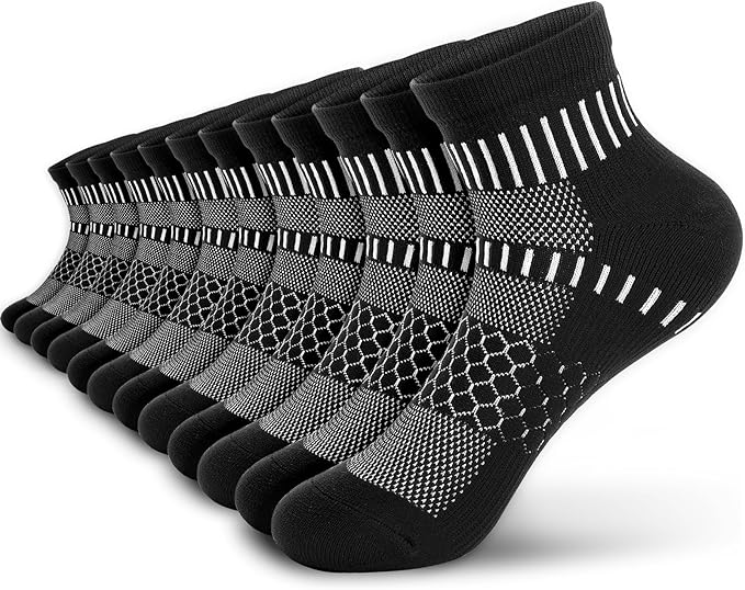 IRAMY Ankle Compression Socks for Men Women Cushioned Running Athletic Socks Plantar Fasciitis Relief 2/4/6 Pairs