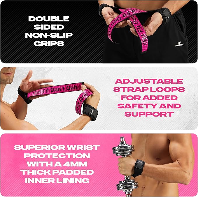Special Essentials 2 Pack of Wrist Straps for Weightlifting - Two-Sided Anti Slip Silicone Grip & Padded Neoprene - Durable Gym Lifting Straps for Men and Women for Bodybuilding & Powerlifting