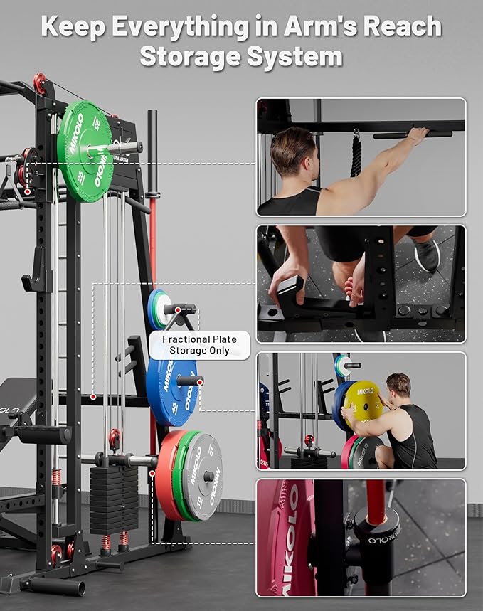 Mikolo M4 2.0 Smith Machine, All-in-One Home Gym Power Cage with LAT Pulldown & Cable Crossover, Squat Rack for Full Body Workouts