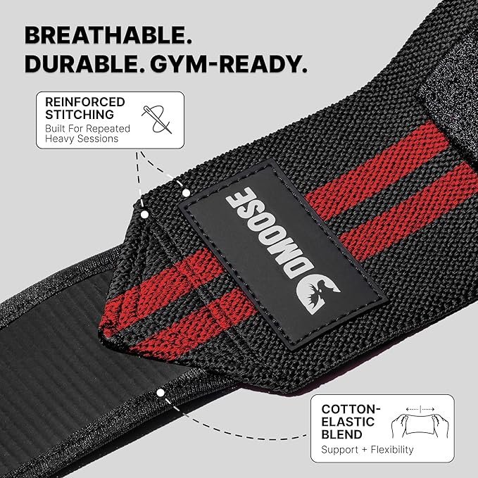 DMoose Fitness Elbow Wraps for Weightlifting (Pair) - 40'' Adjustable Strap for Gym Workout & Bench Press, Compression Elbow Sleeves for Tendonitis, Joint Support, Powerlifting & Deadlifts