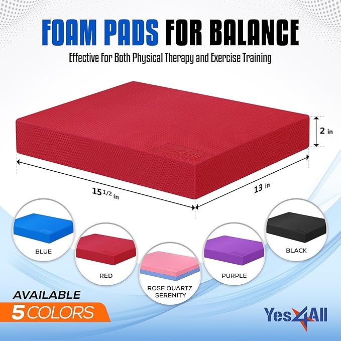 Yes4All Balance Pad, Nonslip TPE Foam Balance Pad with Upgraded Sizes - L, XL, XXL Balance Mat for Fitness, Yoga & Stability Training - Multicolor Options