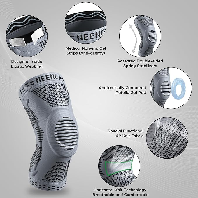 NEENCA Professional Knee Brace for Pain Relief, Medical Knee Support with Patella Pad & Side Stabilizers, Compression Knee Sleeve for Meniscus Tear, ACL, Joint Pain, Runner, Workout - FSA/HSA Eligible