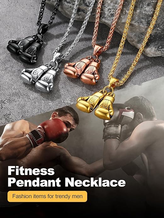 U7 Men Women Fitness Dumbbell Necklace Stainless Steel Weight Plate Barbell Chain Pendant Necklace,Chain 22"+2" Extender, with Gift Box