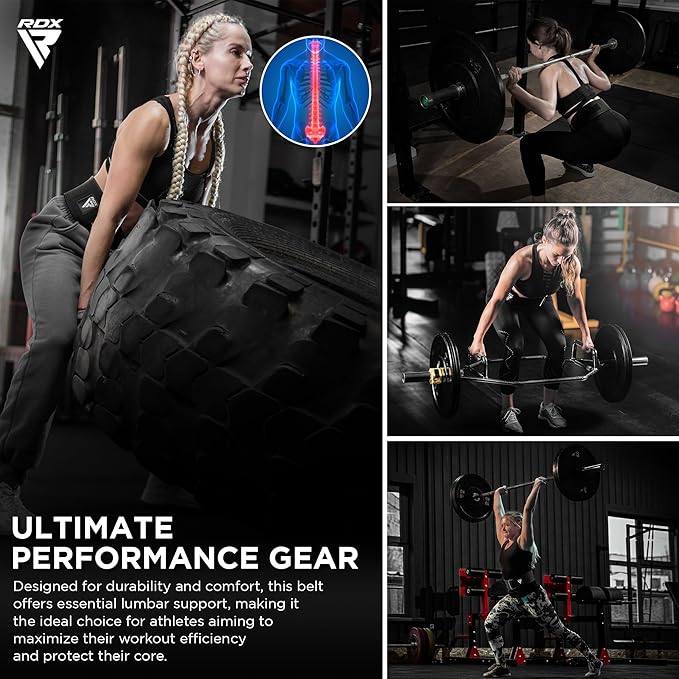 RDX Women Weight Lifting Belt 4” Adjustable Back Lumbar Support Bodybuilding, Powerlifting Strength Training Core Exercise Fitness Workout Squats Deadlifts,Ladies Home Gym Equipment