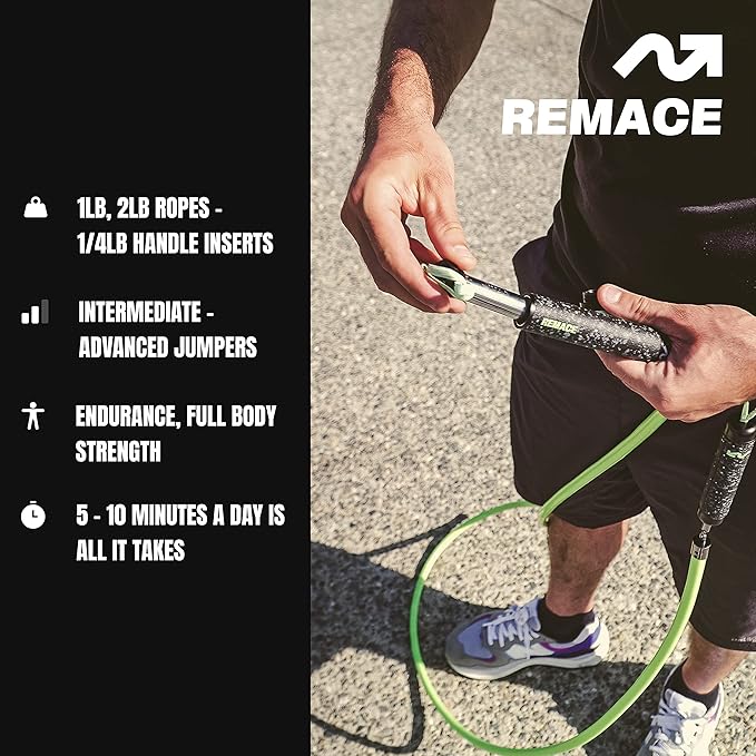 Level 2 Weighted Jump Rope Set - (1LB, 2LB) HIIT Workout Ropes - For Fitness, Exercise, Boxing, and Strength Training - Heavy Ropes For Intermediate to Advanced Jumpers - Two Ropes Included