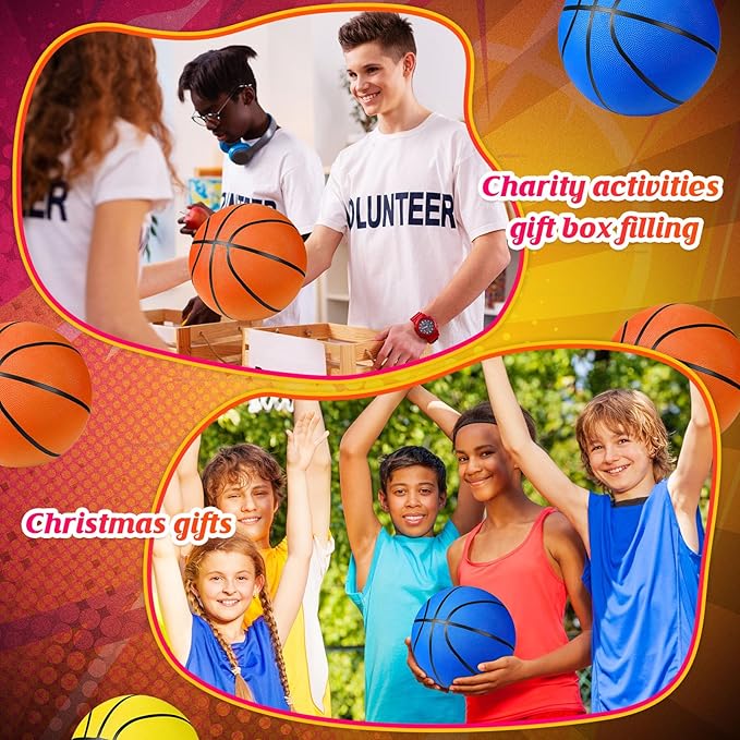 HyDren 6 Pack Official Size Rubber Basketballs with Pump Bulk for Child Kids Junior Youth Adults Basket Balls Indoor Outdoor Operation Christmas Items School Gifts
