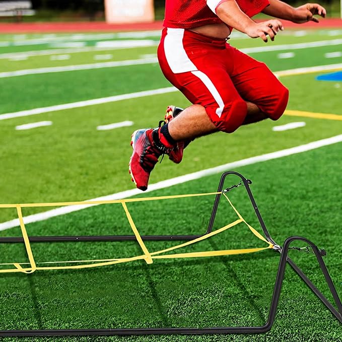 Soulchen 17 x 5 ft Running Ropes/Agility Ladder Soccer Footwork Training Net Adjustable Height Speed Ladder Basketball Football Soccer Training Equipment Fitness Workout Equipment for Youth Adults