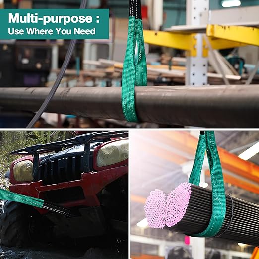 Lift Sling Straps,2" x 4' Heavy Duty Flat Eye Lift Sling, Lifting Straps Nylon Tree Saver Recovery Strap Web Sling Winch Strap 2 Pack