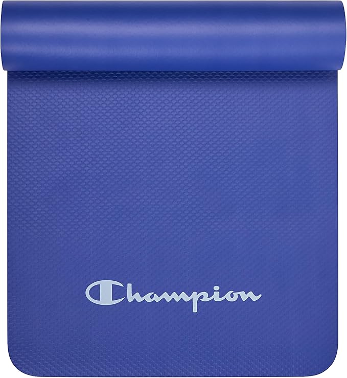 Champion 10mm Exercise Mat, Cushioned Non-Slip Workout Mat with Textured Base for Yoga, Pilates, Stretching & Floor-Based Training, Lightweight NBR Material, Includes Carry-On Strap
