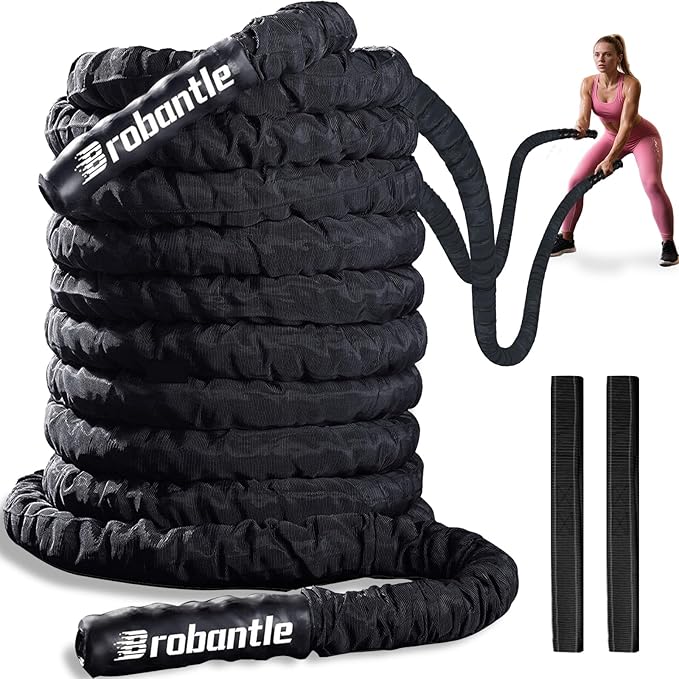 Battle Rope 1/1.26/1.5/2 Inch Diameter,Pink 30FT/40FT/50FT Exercise Workout Ropes for Home Gym Heavy Weighted Training Rope for Working Out