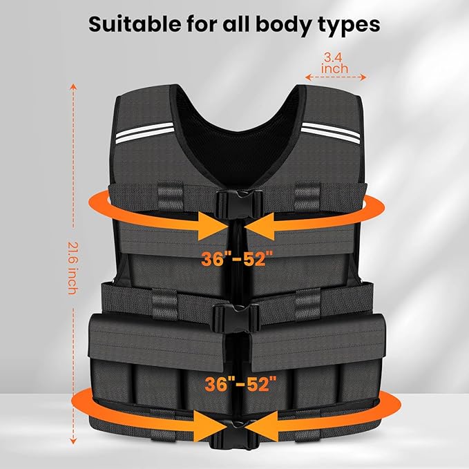 Adjustable Weighted Vest for Men Woman With Shoulder Pads 18lbs | 30lbs | 40lbs, Weight Vest For Walking, Rucking, Cross Training, Running, Muscle Building - Breathable, Comfortable, Washable