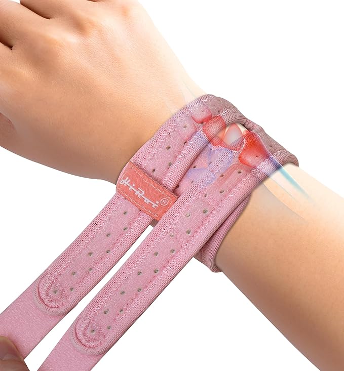 HiRui Wrist Brace for TFCC Tears, Adjustable Wristband Wrist Wraps Support for Fitness Weightlifting Tennis Tendonitis Carpal Tunnel Arthritis Pain Relief, One Size Adjustable (Pink, 2 Pack)