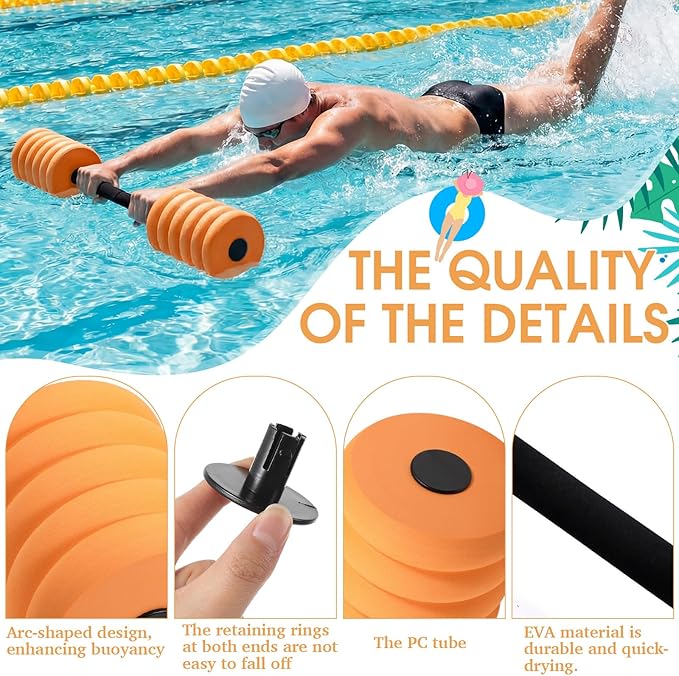 Soulchen 3 Pcs Long Aquatic Exercise Dumbbells Swim Barbells 25'' 29'' 33'' Foam Water Weight Dumbbell Pool Barbells with High Density EVA Foam for Swim Water Aerobics Fitness Loss