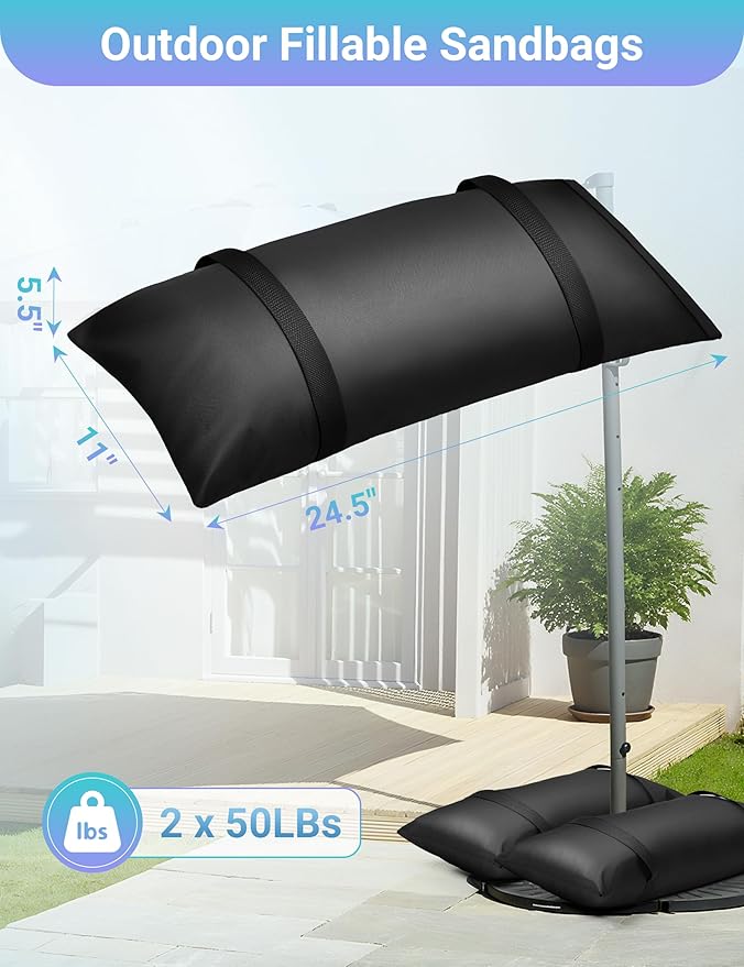 3 Packs Umbrella Base Weights Sandbags, Outdoor Sand Bags for Weight, Weatherproof Heavy Duty Weight Sandbag for Garden Furniture Umbrella Stand Cantilevers Poolside Accessories