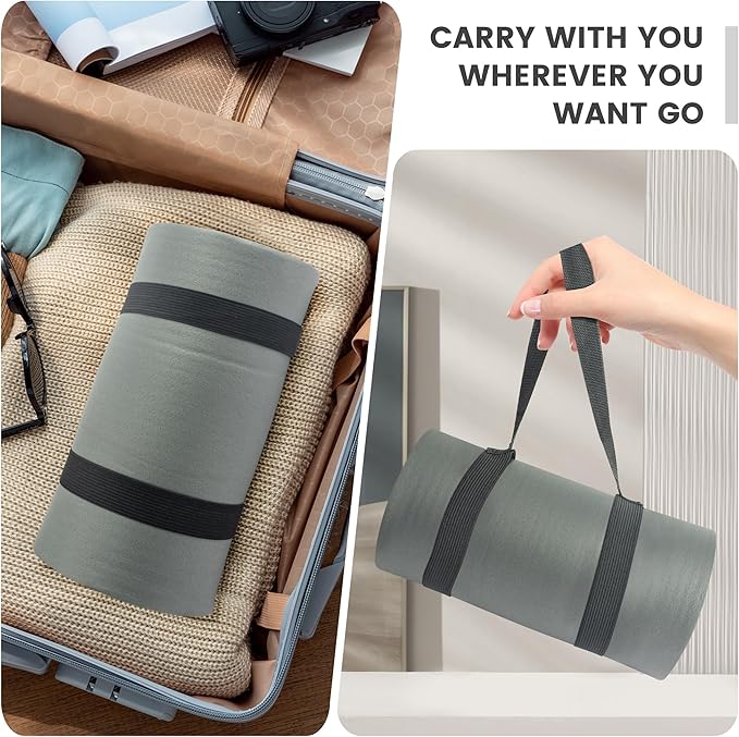 Yoga Knee Pad Cushion 0.8inch (20mm) Thick Yoga Mat with Carrier Strap for Pain Free Knees, Elbows, Wrists and Back, Workout Mats for Home Gym, Pilates, Planks, Ab Rollers (24"x10"x0.8")