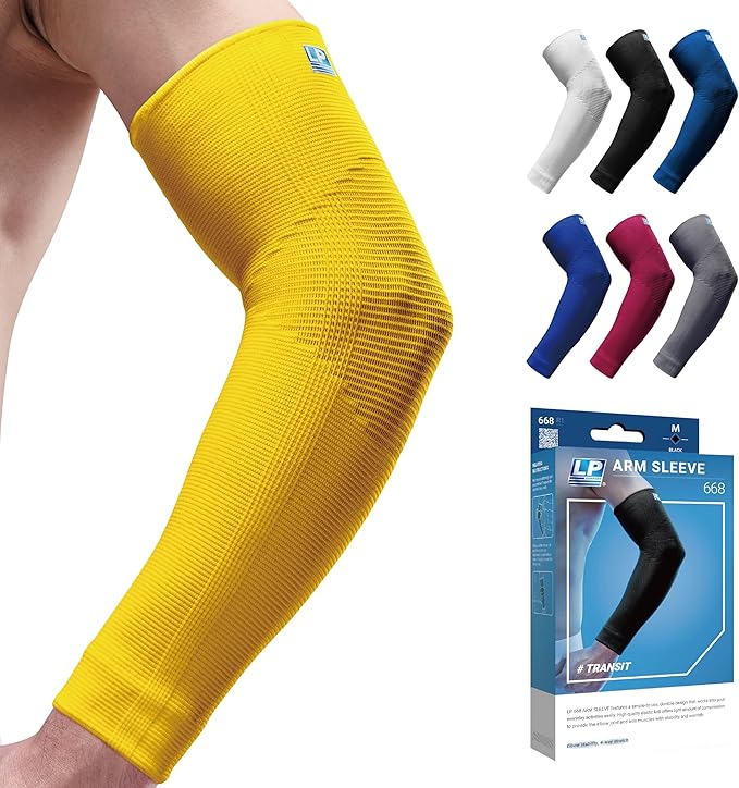 LP SUPPORT 668 Compression Arm Sleeve for Workouts, Sports & Weightlifting, Golf and Tennis Elbow Pain relief for Men & Women