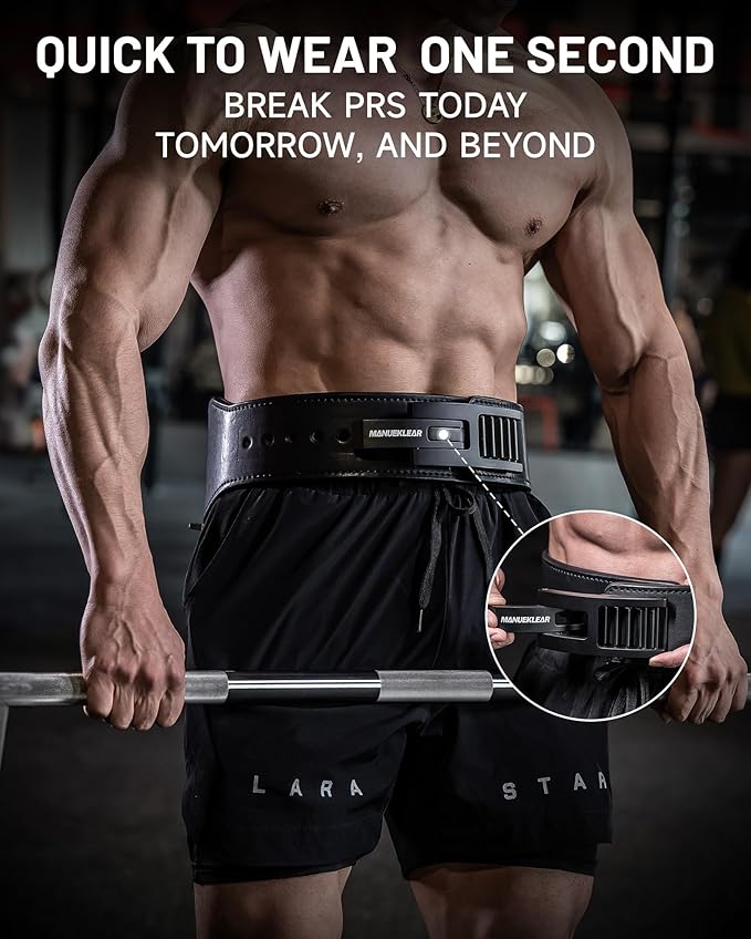MANUEKLEAR Tapered Lever Weight Lifting Belt, 10MM Quick Locking Lever Belt Weightlifting Men, Lifting Belt Lever for Powerlifting & Deadlifts