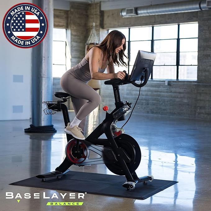 Baselayer Balance Series Interlocking Floor Tiles - Durable ½ in TPE (Rubber Like, NOT Foam, no Odor) - Gym Flooring for Cardio Equipment & Gymnastics - Black, 15 SqFt (6 Pack) - Made in USA