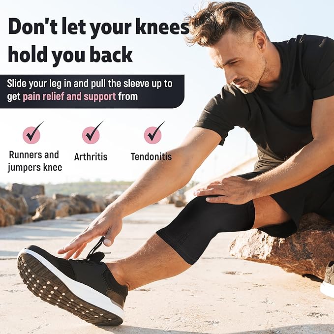 Knee Brace for Women & Men (Pair) – Knee Sleeves for Running, Workout, Weightlifting & Sports – Compression Knee Support for Knee Pain Relief, Meniscus Tear & Arthritis