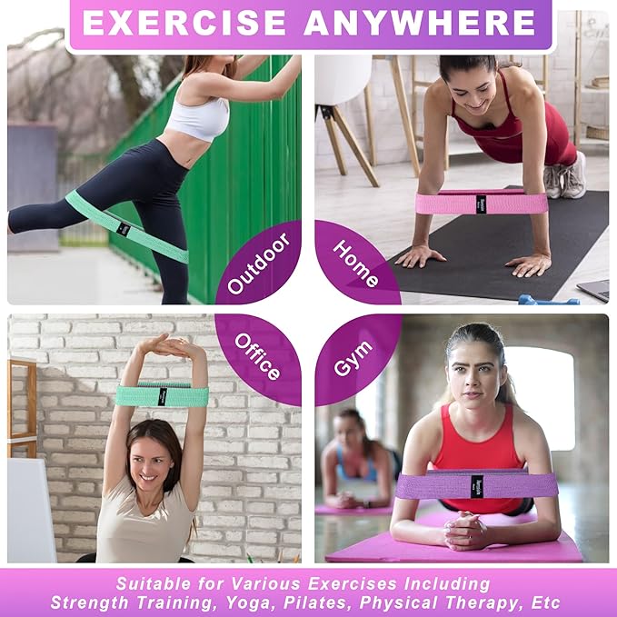 Honmein Resistance Bands for Working Out, 3 Levels Exercise Bands Workout Bands Set for Women Men, Hip Legs Booty Bands for Home Fitness, Gym, Yoga, Pilates