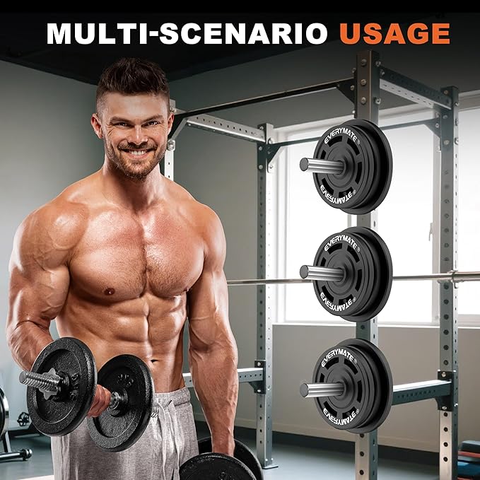 EVERYMATE Stainless Steel Weight Plate Holder - Power Rack & Squat Rack Attachments 2 Inch Olympic Plate Storage Rack for 2x2 3x3 2x3 Power Cage Accessories