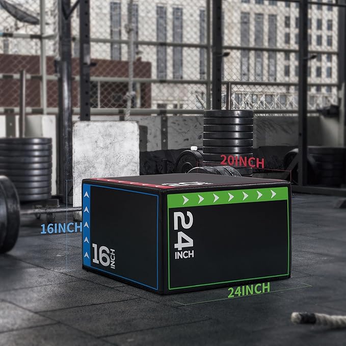 BalanceFrom 3-in-1 Foam Plyometric Jump Box for Home Gym with Multiple Height Options – Versatile Plyo with Non-Slip Surface for Strength, HIIT, Step-Ups, and Agility Training