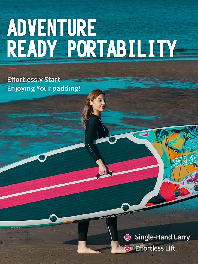 10’6’’ Inflatable Stand Up Paddle Board (SUP) for Adults and Youth with Non-Slip Deck – Complete Accessories Kit, for Fishing, Yoga, Fitness & Family Fun