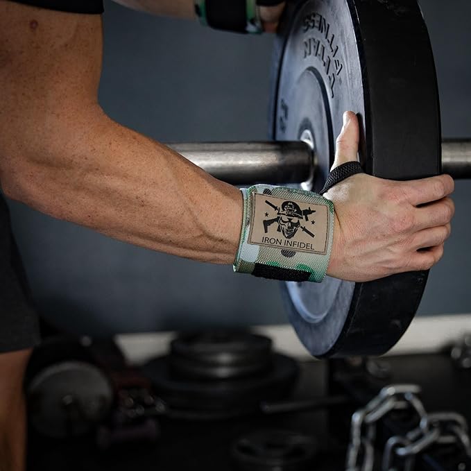 Iron Infidel Wrist Wraps for Weightlifting - 18" Heavy Duty Support for Working Out, Gym Accessories for Men - Use for Lifting, Crossfit, Fitness, Exercise, Bench Press, Powerlifting