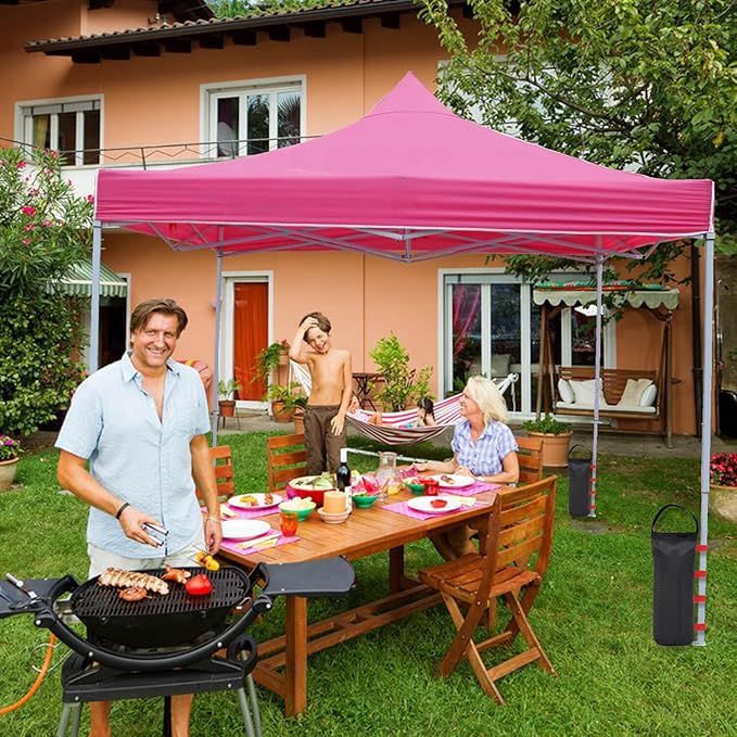145 LBS Canopy Weights Sand Bags, 4-Pack Sand Bags for Weight Outdoor Advertising Tent Sunshade Fixed Windproof Pop up Canopy Tent Weights(Black-red Straps)