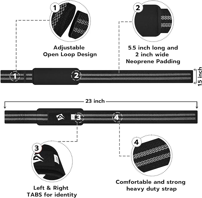 AQF Lifting Wrist Straps for Weightlifting, Powerlifting & Deadlifts – 23” Neoprene Padded Cotton Straps for Strength Training & Gym Workouts - Maximum Grip Support for Men & Women