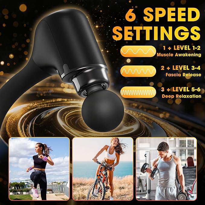 UFFAE Massage Gun with Upgraded Extension Handle, Back Massager for Pain Relief, Massage Gun Deep Tissue with 4 Massage Heads, Handheld Massager for Neck Shoulders Waist Arm Legs, Black