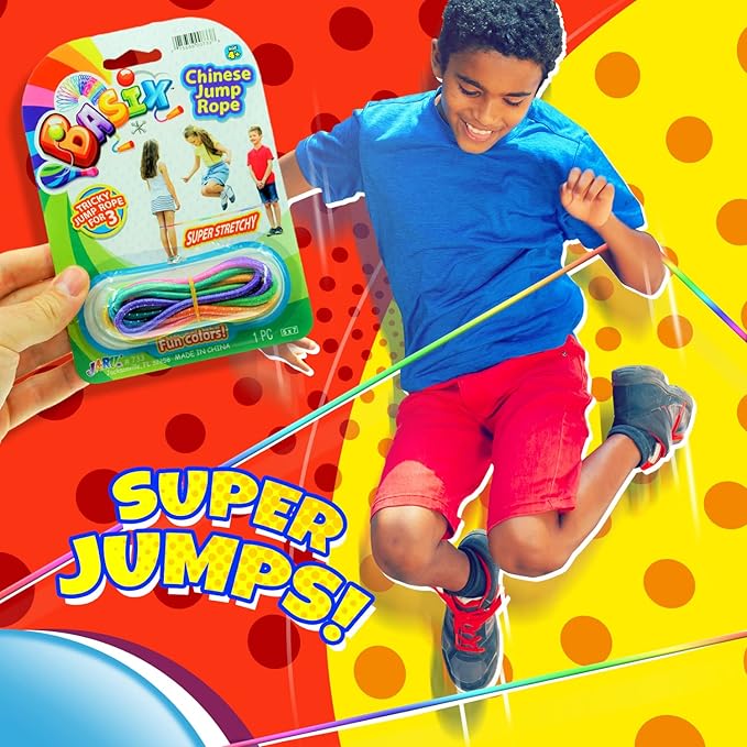 Fun a Ton Long Elastic Chinese Jump Rope for Kids (1 Ankle Skipping Rope). PE Equipment for Elementary School & Playground. Kids Exercise & Outdoor Game. Bulk Clearance Items. F-733-1