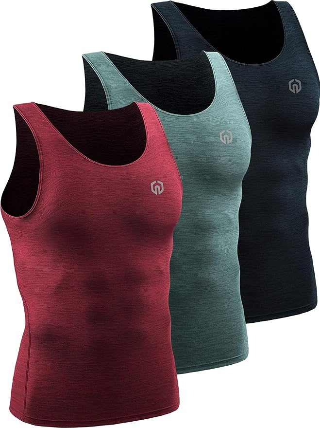 NELEUS Men's 3 Pack Athletic Compression Under Base Layer Sport Tank Top