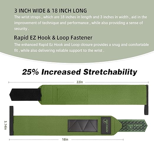 Wrist Wraps for Weightlifting - 18” Heavy Duty Wrist Support for Gym, Powerlifting, Bench Press & Cross Training - Adjustable with Thumb Loop, Durable for Men & Women, Includes Carry Pouch