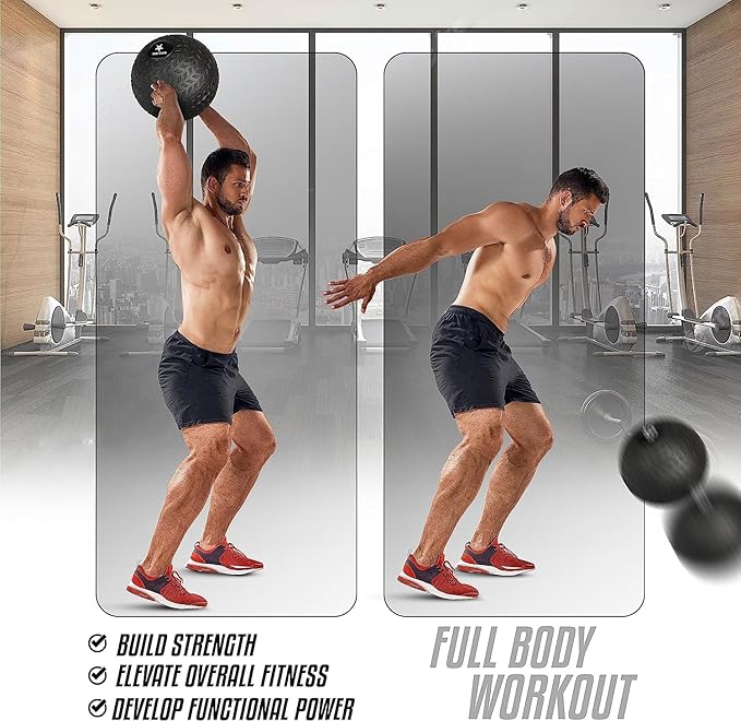 Yes4All Slam Ball, No-Bounce Ball for Exercise, Cross Training and Core Strength Workout 20lbs - Triangle Black
