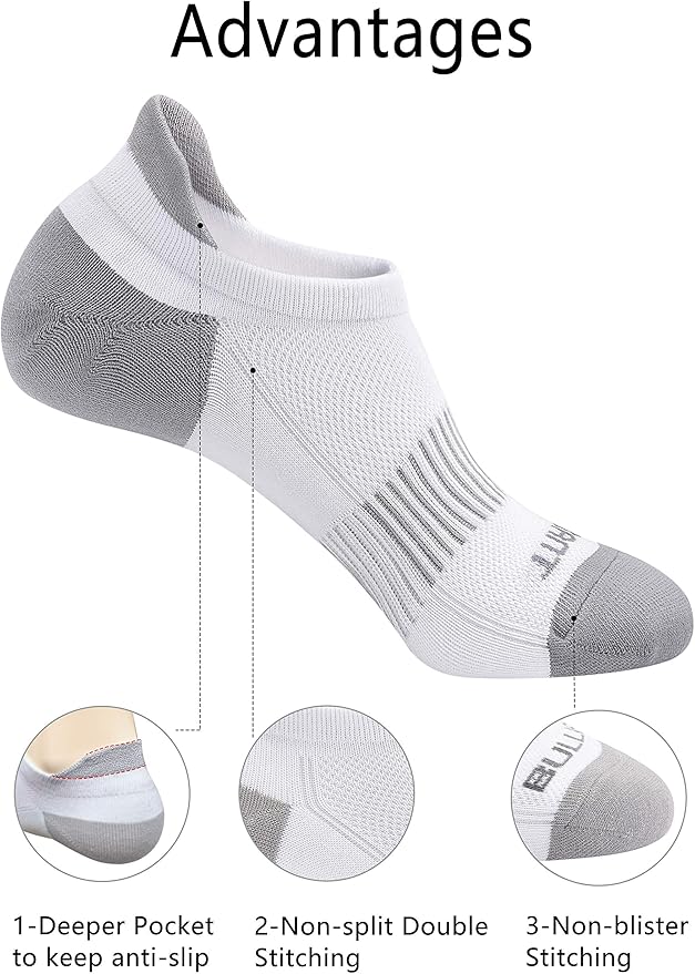 BULLIANT Men Running Socks,Active Ankle Socks No Show For Men With Cushioned Footbed Arch Support Breathable Wicking