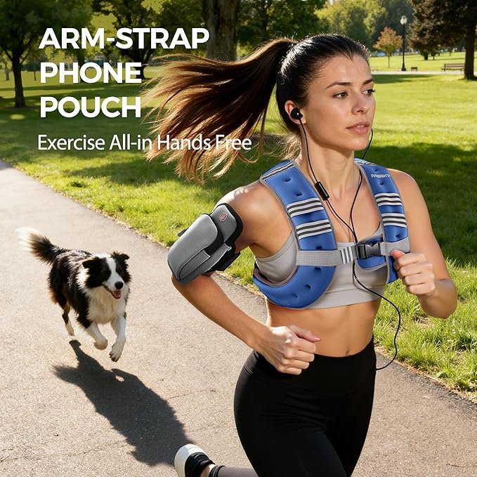 PACEARTH Weighted Vest,6lb/8lb/10lb/12lb/16lb/20lb/25lb/30lb Weight Vest with Reflective Stripe, Body Weight Vests for Women, Men, Weight Loss Workout, Strength Training, Running, Walking, Jogging
