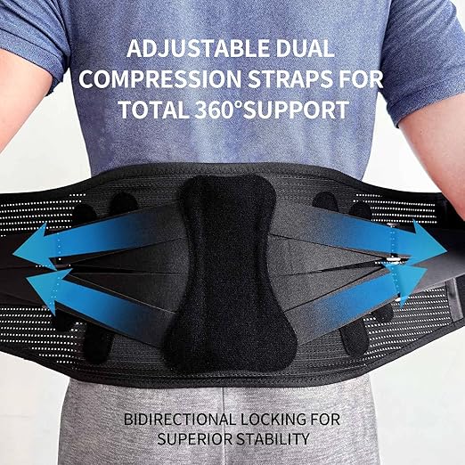 Lower Back Brace for Women Men, Adjustable Lumbar Support with 3D Pad, Breathable Ergonomic Support Belt with Metal Stays for Work, Lifting, Drive, Black,Size M,Waist 31"-38"