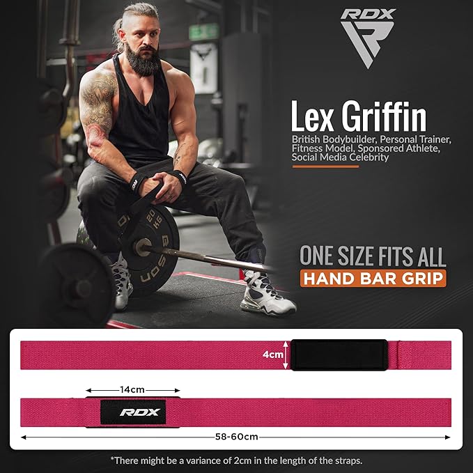 RDX Lifting Straps for Weightlifting –100% Cotton Heavy Duty Gym Wrist Strap with 5MM Neoprene Padding, 60CM Anti-Slip Hand Grip Wraps for Deadlifts Powerlifting Workouts Strength Training, Men Women