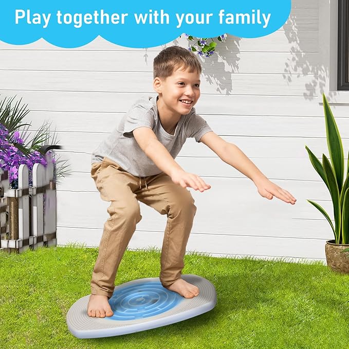 Balance Board Maze for Kids, Wobble Board with 3 Balls, 3 Replacement Labyrinth Boards, Indoor Active Play Toys for Sensory Training, Ages 3+, Max Load 140 Lbs